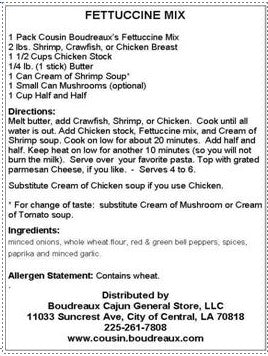 Cousin Boudreaux's Fettuccine Mix