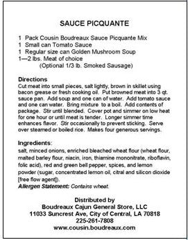 Cousin Boudreaux's Creole Sauce Piquant
