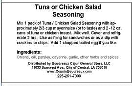 Cousin Boudreaux's Tuna / Chicken Salad Seasoning