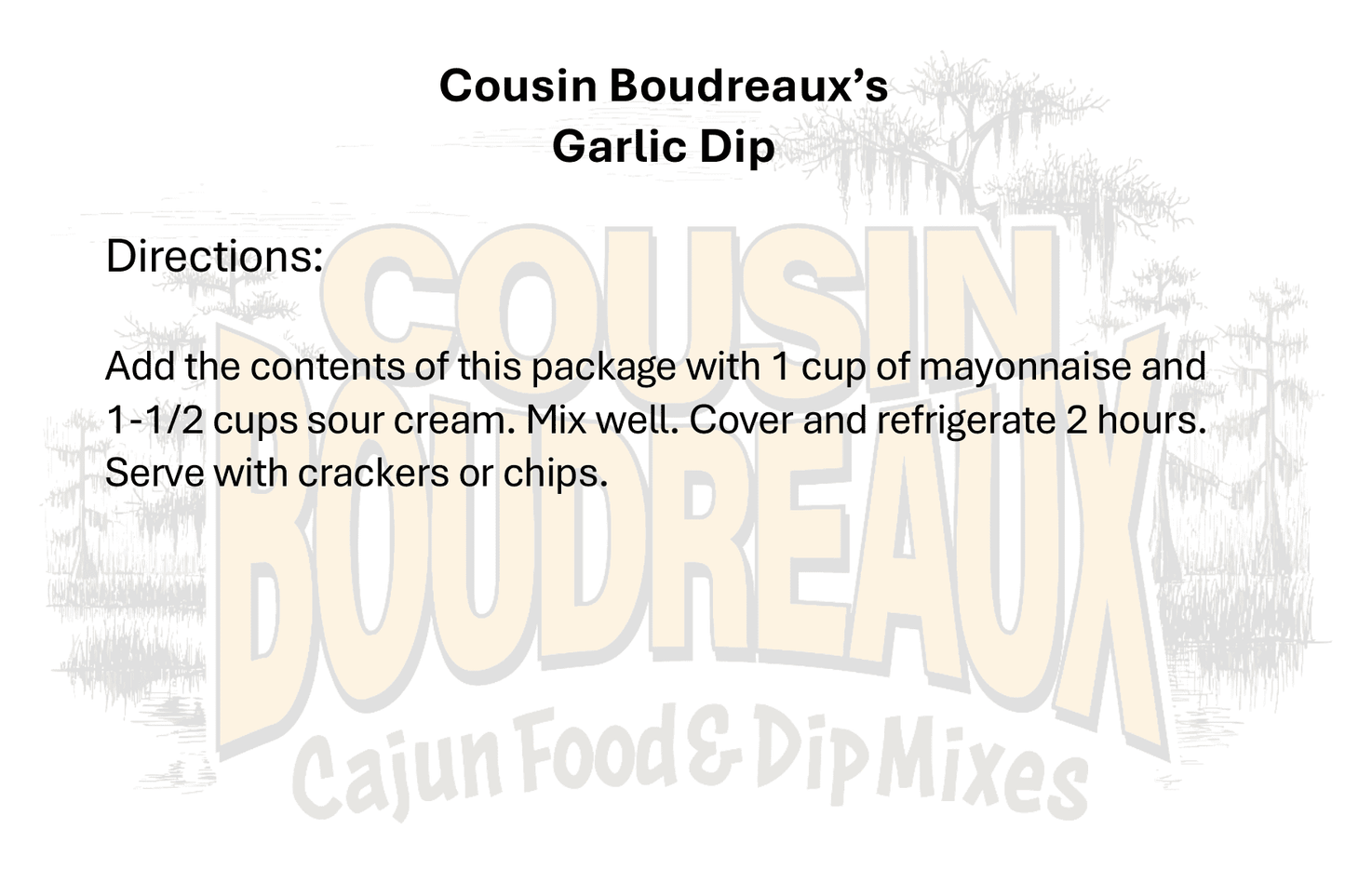 Cousin Boudreaux's Cajun Garlic Dip Mix