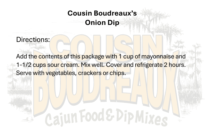 Cousin Boudreaux's Cajun Onion Dip Mix