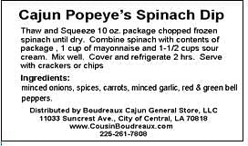 Cousin Boudreaux's Popeye Spinach Dip